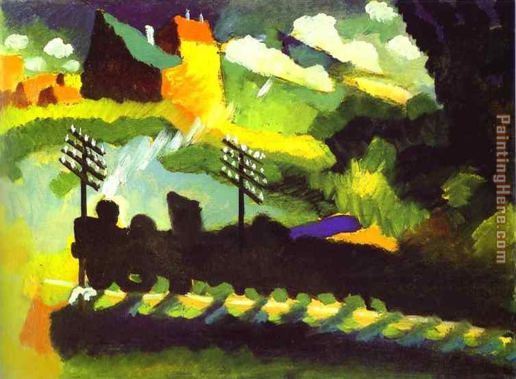 Wassily Kandinsky Murnau-View with Railroad and Castle